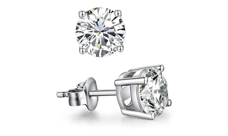 14k White Gold Plated 1.25ct Round White Cubic Zirconia Stud Earrings Round 1 Pack White Gold Cubic Zirconia