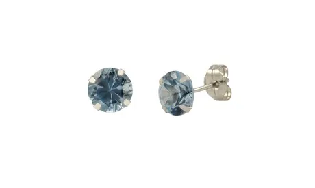 White Gold Plated 1.30 Ct Round Blue Cubic Zirconia Stud Earrings Blue Round 1 Pack White Gold Cubic Zirconia