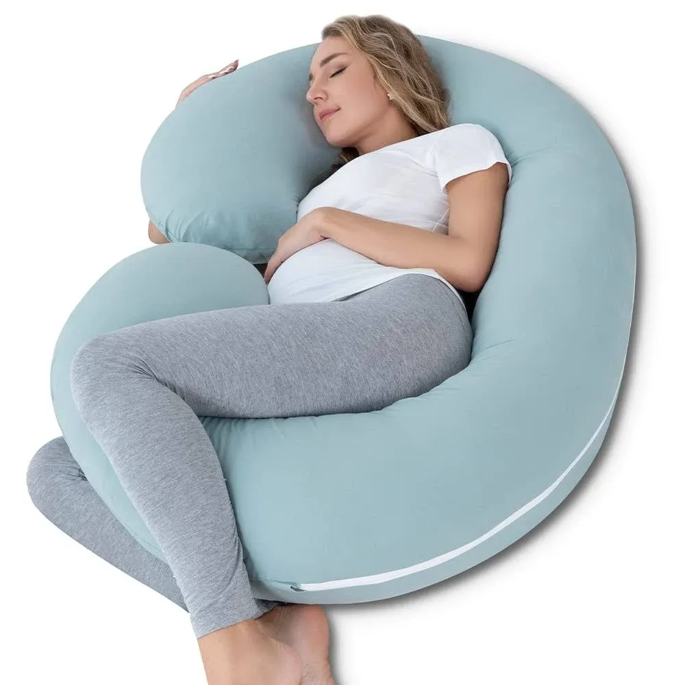 Cooling Pregnancy Body Pillow C Shaped Full Body Pillow for Pregnant Women Green