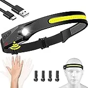 Biat Headlamp Rechargeable, 230° Wide Beam Head Lamp LED with Motion Sensor for Adults - Camping Accessories Gear, Waterproof Head Light Flashlight