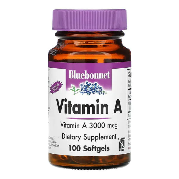 Bluebonnet Nutrition, Vitamin A, 3.000 mcg, 100 Weichkapseln