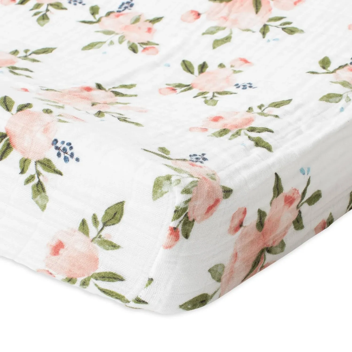 Little Unicorn Cotton Muslin Changing Pad Cover - Watercolor Roses