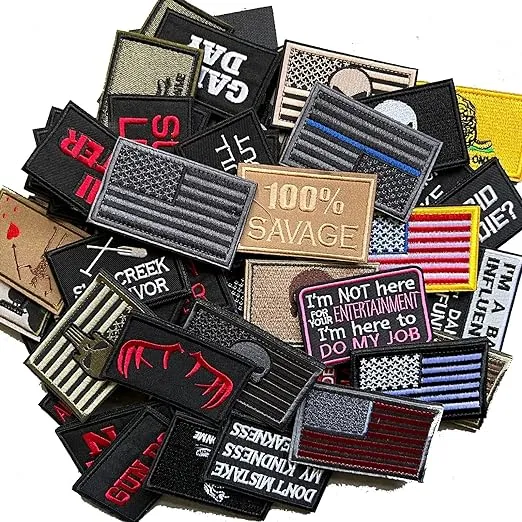 20 Pieces Random Tactical Morale Patch Bundle, Full Embroidery Loop and Hook Patches Set for Caps, Bags, Backpacks, Vest, Military Uniforms,Tactical Gears Etc