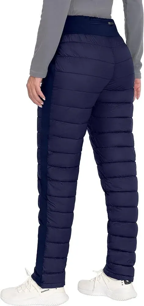 Little Donkey Andy Down Pants for Women Lightweight Puffy Sweat Pants High Waist Puffer Sweatpants Quilted Snow Ski Trousers