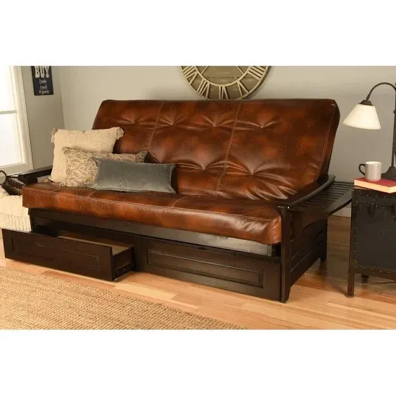 Somette Phoenix Queen-size Storage Futon Frame in Espresso Finish