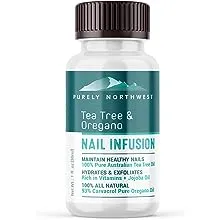 Extra Strength-Toenail Solution-100% All Natural-Tea Tree & Oregano-Effective for Thick, Discolored & Cracked Nails-Softens Dry Cracked Nails & Cuticles-by Purely Northwest 1oz