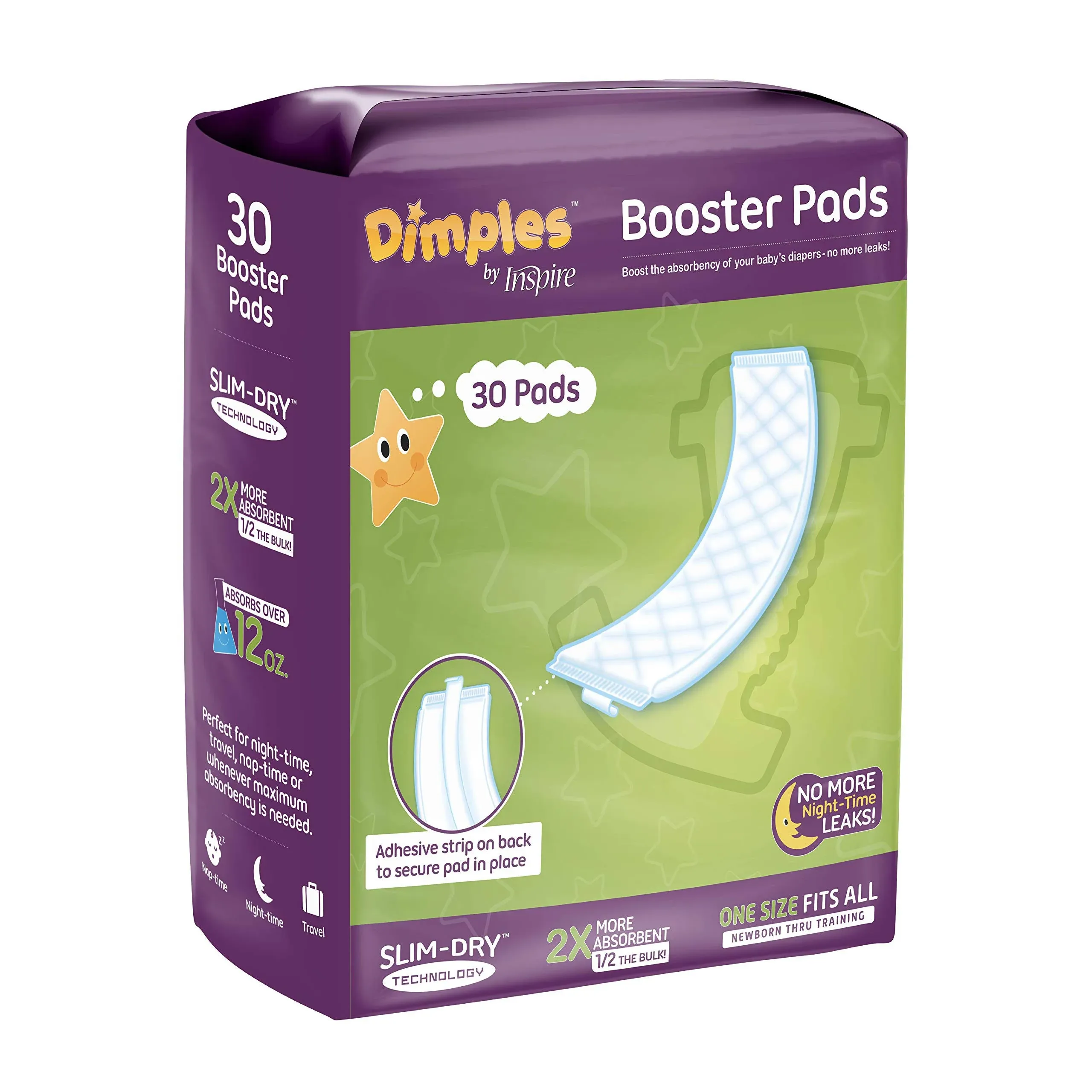 Inspire Dimples Booster Pads, Baby Diaper Doubler with Adhesive