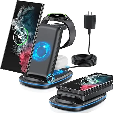 Degge Wireless Charger 3 in 1,Foldable Fast Charging Station Compatible with ...