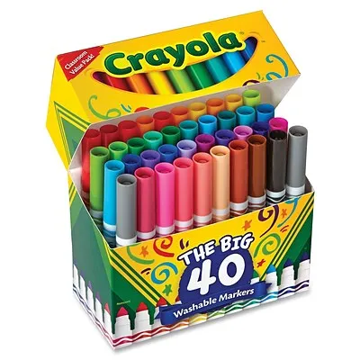 Crayola Washable Markers Broad Point Assorted Classic Colors 40 per Set