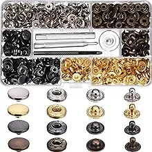 Hotop 100 Set Snap Fasteners Leather Snaps Button Kit Press Studs with 4 Pieces Fixing