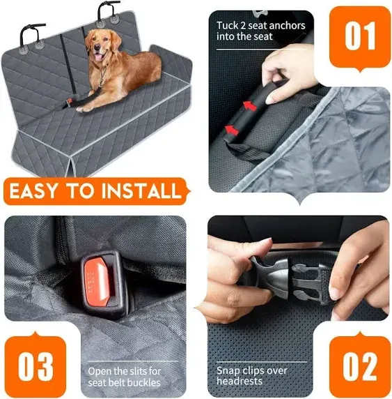 Yuntec Dog Car Cover For Back Seat Pet Protector Waterproof Bench Car