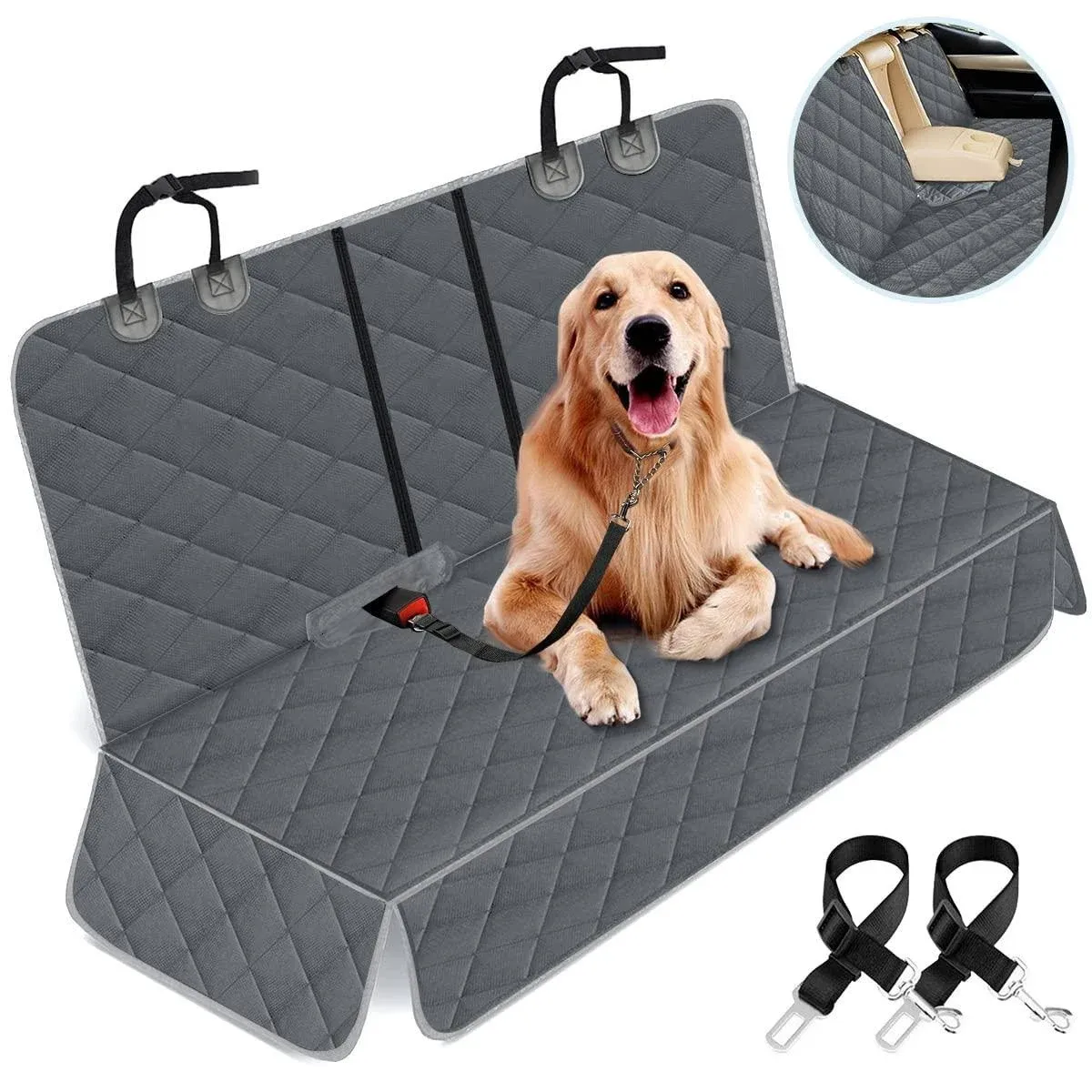 Yuntec Dog Car Cover for Back Seat Pet Seat Cover Protector Waterproof Bench Car