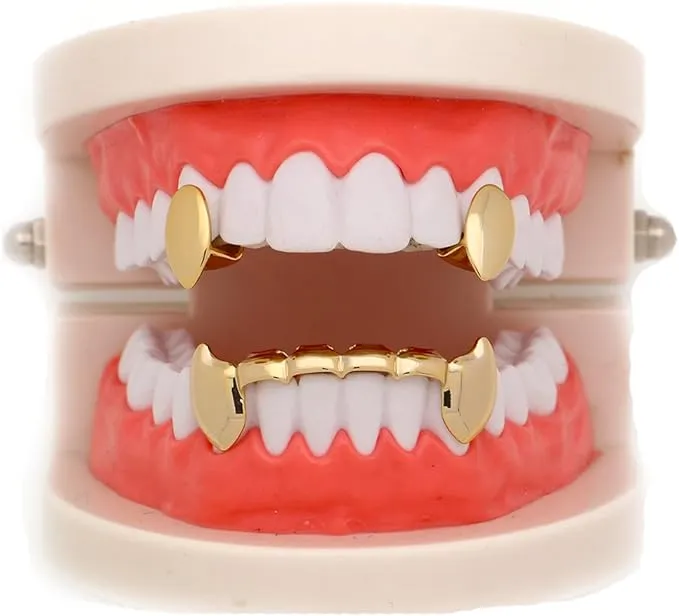 Gold Plated Glossy Copper Dental Fake Gold Teeth Grillz Set For Women And Men   Punk Vampire Canine Teeth Jewelry With Hip Hop Grills And Accessories From Ivumj, $9.70 | DHgate.Com