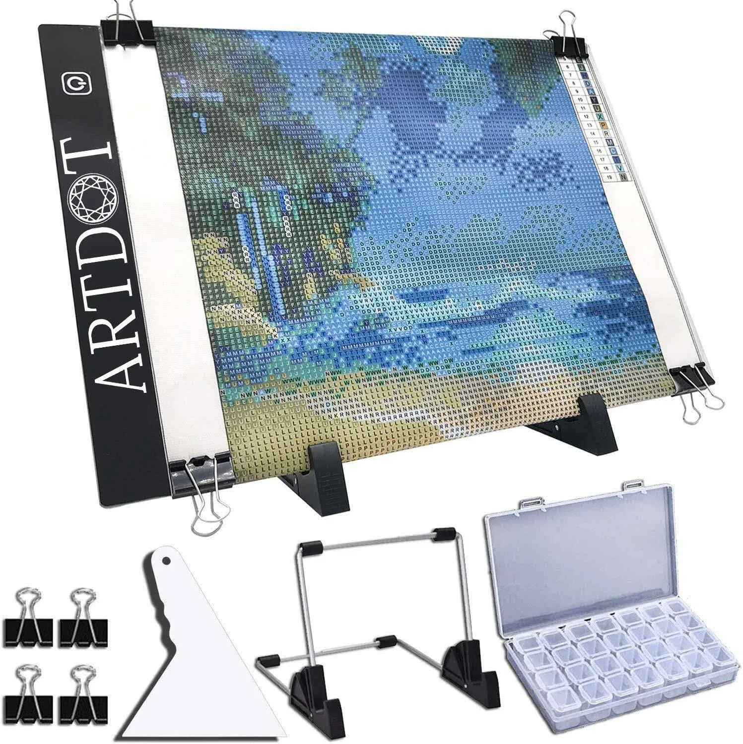 ARTDOT A4 LED Light Board for Diamond Painting Kits, USB Powered Light Pad for Diamond Art, Adjustable Brightness with Detachable Stand and Clips