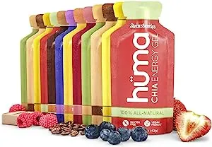 Huma Chia Energy Gel, Variety 12 Pack - Stomach Friendly, Real Food Energy Gels for Endurance Exercise