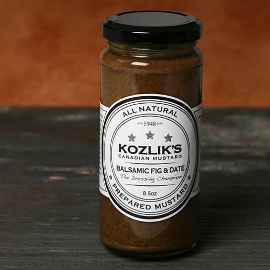 Kozlik's Balsamic Fig & Date Sweet Brown Yellow Dijon Natural Gluten Free Non-GMO Mustard, 8.5oz Jar