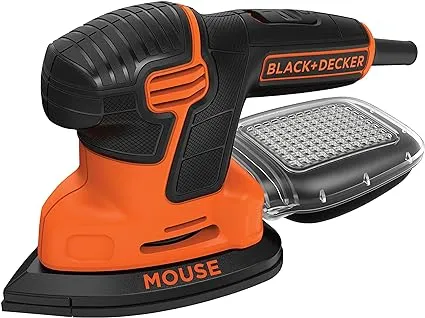 BLACK+DECKER Detail Sander, 1.2 Amp, 16,000 OPM, Compact Design, 3-Position Grip for Comfort, Includes Dust Collector, Corded (BDEMS600)