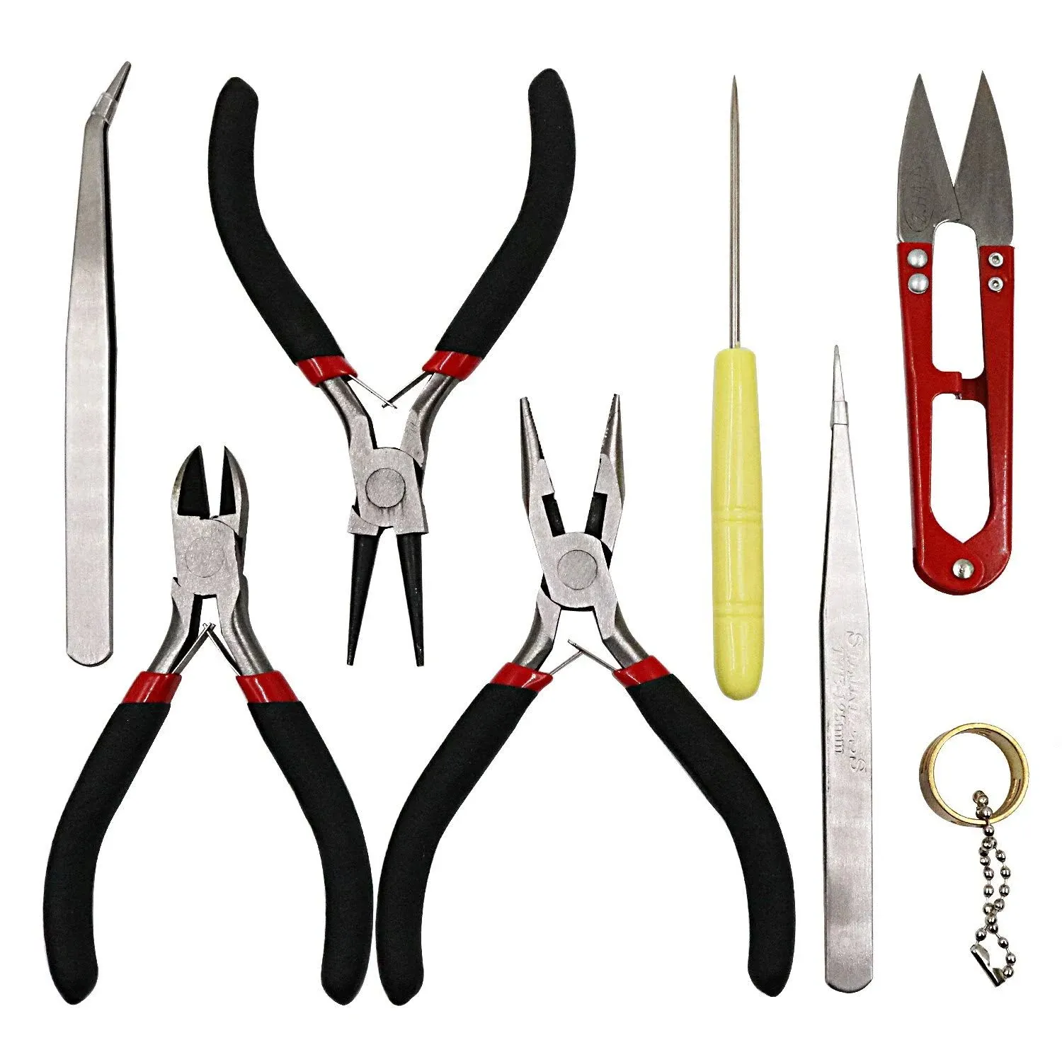 Tanjin 8pc Jewelry Tools with Pliers Tweezers Beading Tool Kit Jewelry Making DIY Tools