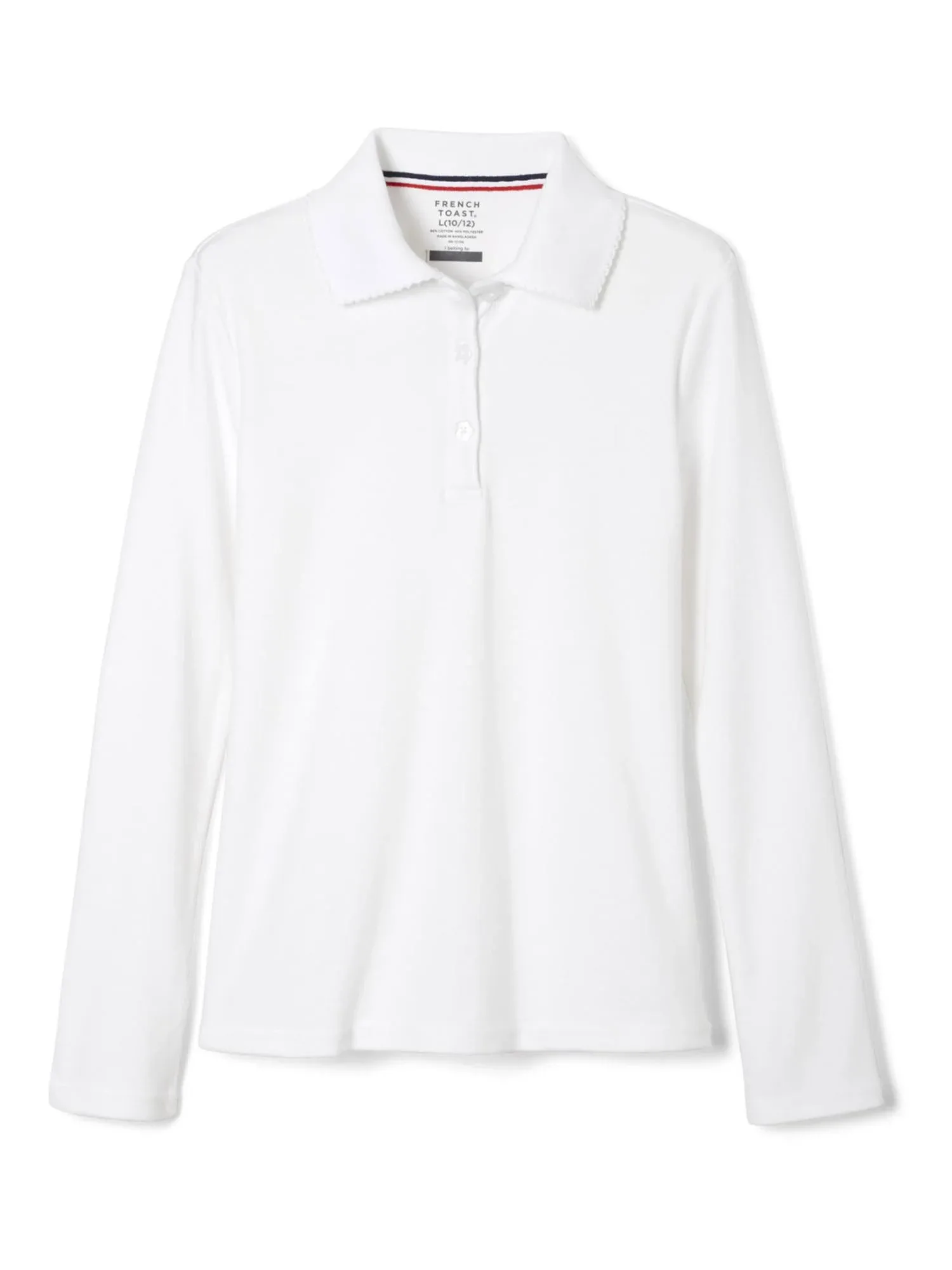 French Toast Girls' Uniform Long Sleeve Polo with Picot Collar (Standard & Plus)