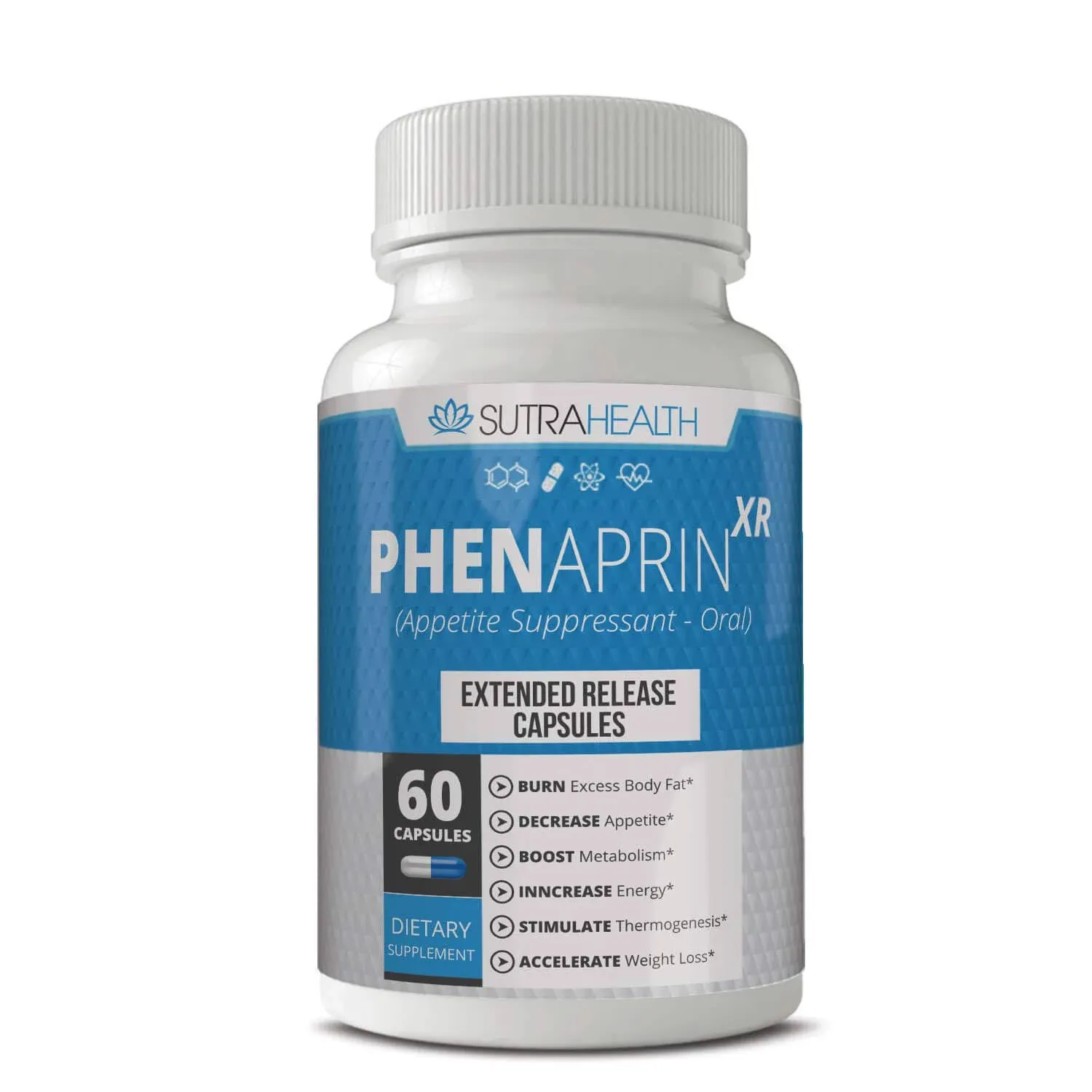 PhenAprin XR Weight Loss Diet Pills (60 Blue/White Capsules) 