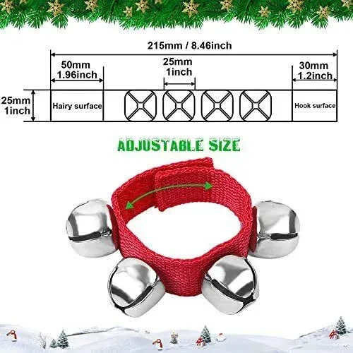 24PCS Christmas Wrist Band Jingle Bells Bracelets Jingle Bell Musical Instruments for Kids Christmas Party Favors (12 Red and 12 Green)