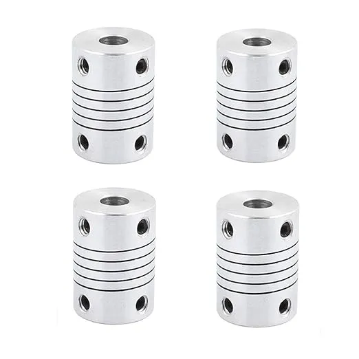 6mm to 6mm Shaft Coupling 25mm Length 19mm Diameter Stepper Motor Coupler Aluminum Alloy Joint Connector for 3D Printer CNC Machine DIY Encoder(Pack of 4）