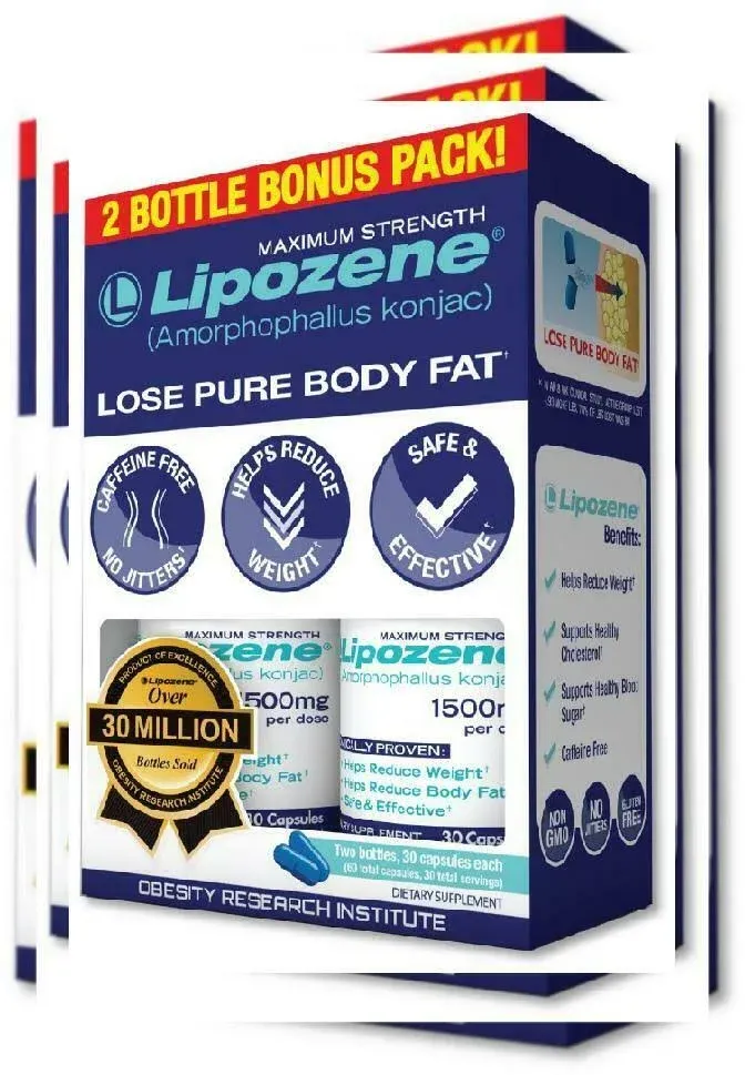 Lipozene Diet Pills - Weight Loss Supplement - Appetite Control - Two Bottles of 30 Capsules, 60 Capsules Total – No Stimulants