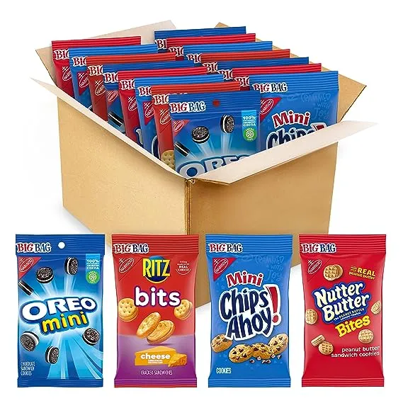 OREO Mini Cookies, CHIPS AHOY! Mini Cookies, Nutter Butter Bites, RITZ Bits Cheese Crackers & Teddy Grahams Cinnamon, School Lunch Box Snacks, 15 Big Bags