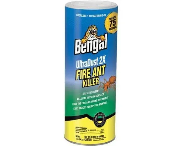 Bengal Products 93650 UltraDust 2X Fire Ant Killer Lot Of 2 Canisters 12 Oz Each