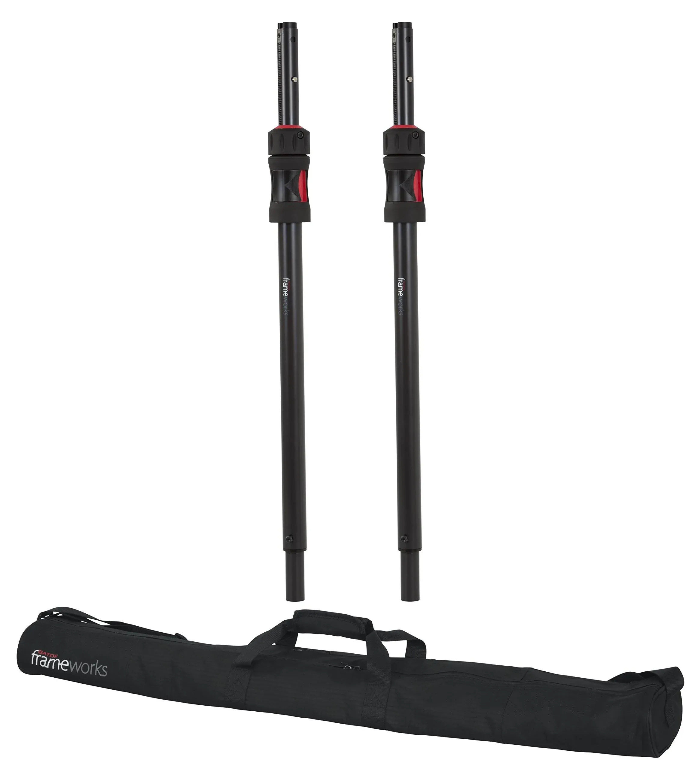 Gator Frameworks ID Series Subwoofer/Speaker Extender Pole with Lift Assist; Set of 2 Stands with Nylon Carry Bag (GFW SPKR-SPSET),Black