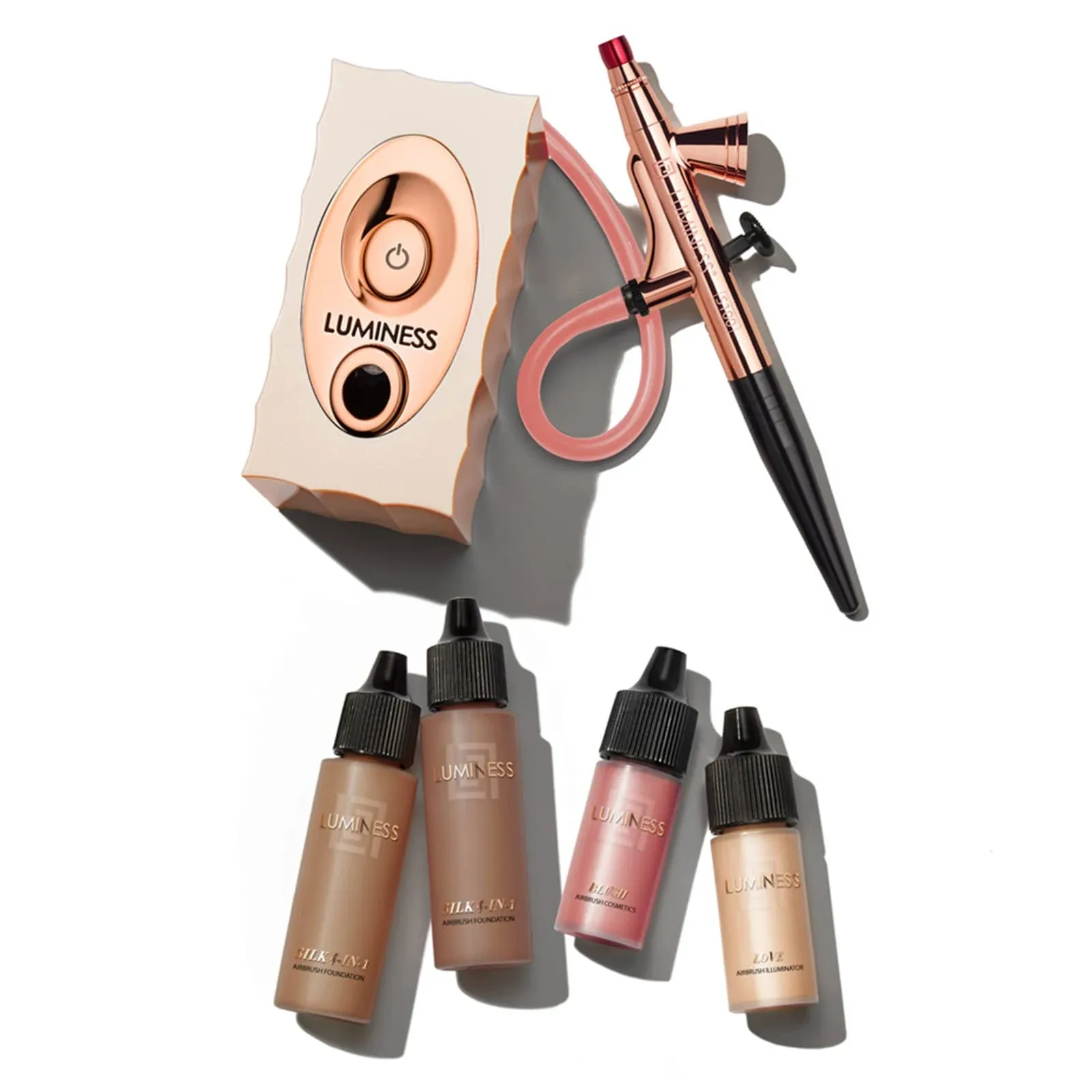 Luminess Air Icon Pro Airbrush System with 4-Piece Foundation Starter Kit, Deep Coverage - Quick, Easy & Long Lasting Application - Includes Silk 4-In-1 Foundation, Highlighter and Blush