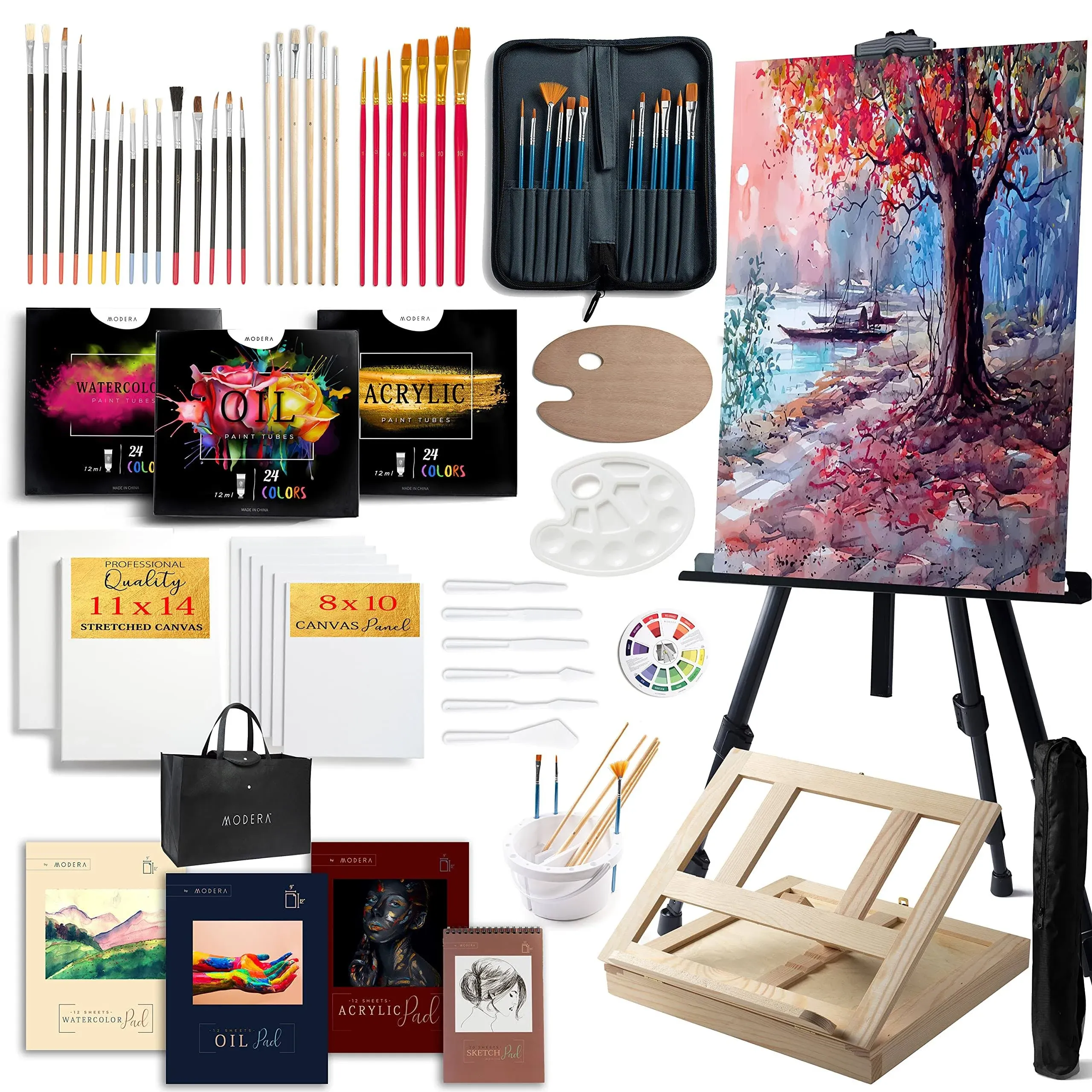 Modera Large Deluxe Artist Painting Set, 139-Piece Professional Art Paint ...