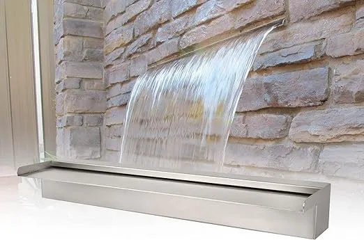 24" Waterfall Pool Fountain, 304 Stainless Steel Pond Waterfall w/wide Spillway  | eBay