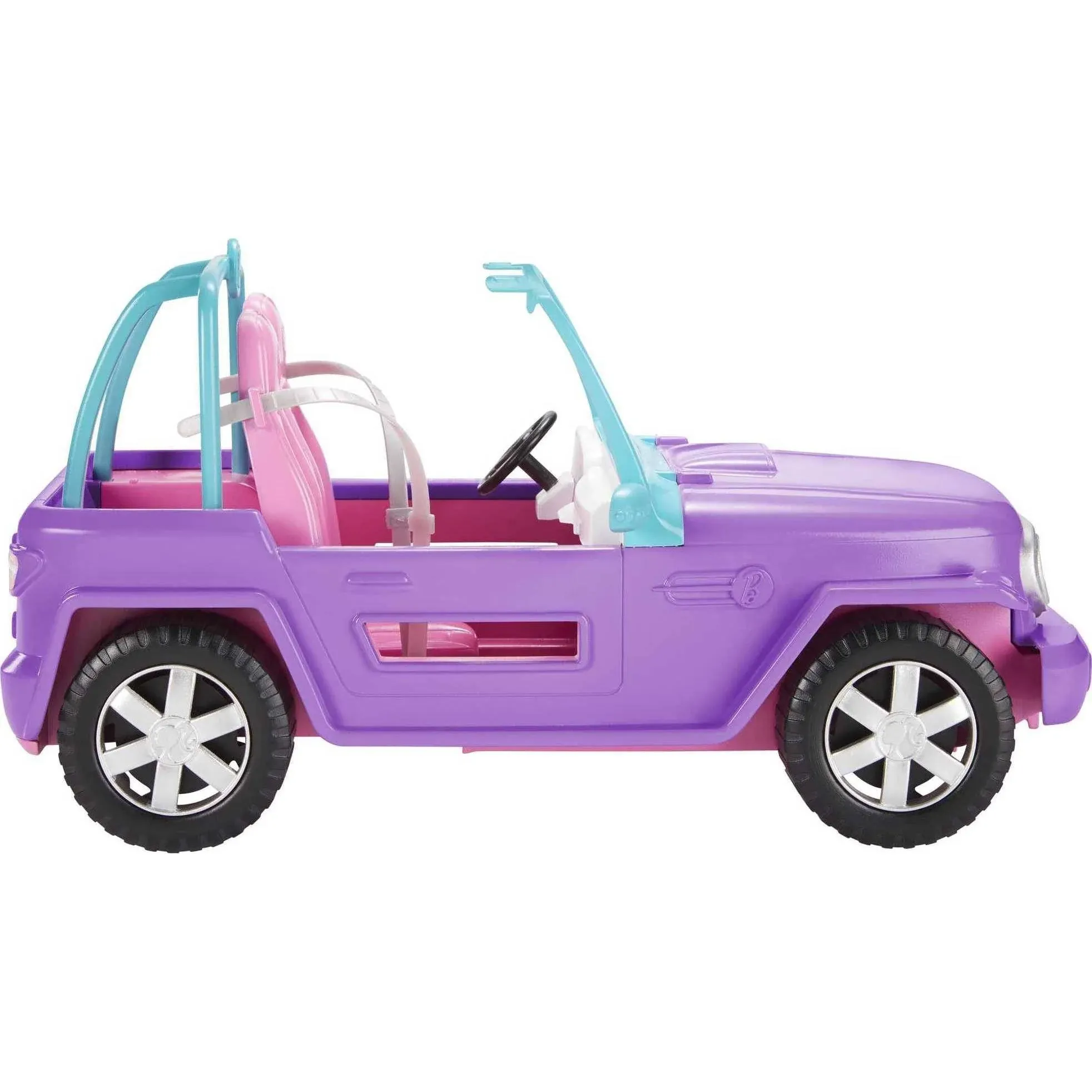 Barbie Off-Road Vehicle, Purple Toy Car with 2 Pink Seats and Rolling Wheels