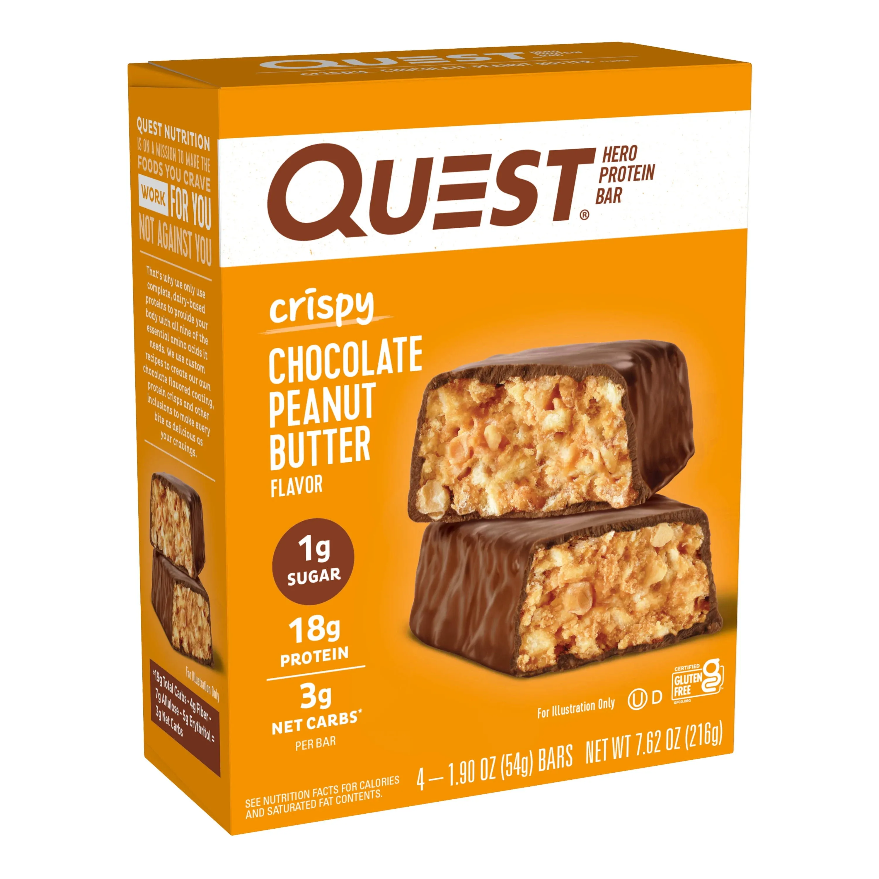 Quest Nutrition, Hero Protein Bar, Crispy Chocolate Peanut Butter, 12 Bars, 1.9 oz (54 g) Each