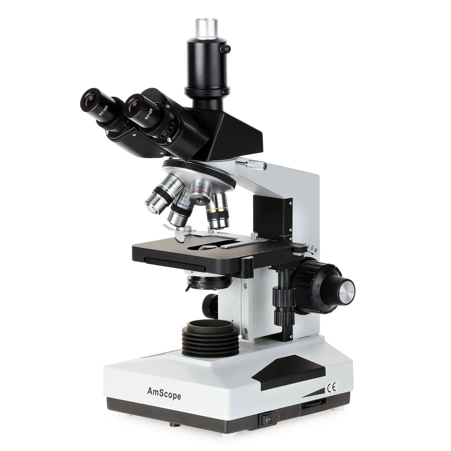 AmScope 40X-1000X Simul-Focal Trinocular Microscope w/ C-Mount Adapter Multi-Use