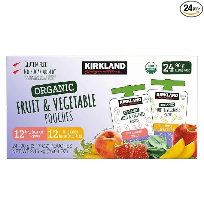 Kirkland Signature Organic Fruit and Vegetable Pouch Variety Pack (24 Count)