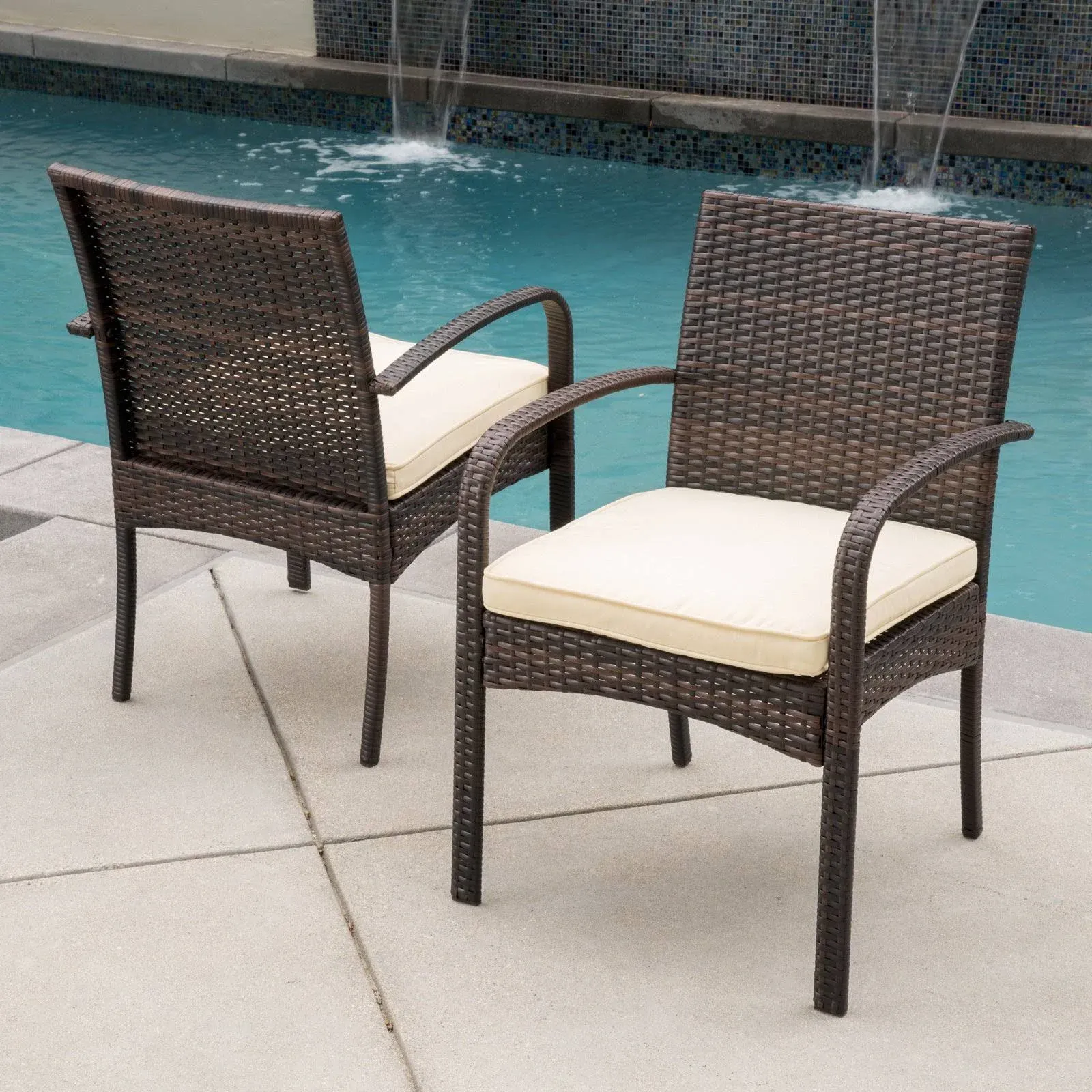 Christopher Knight Home Cordoba Outdoor Wicker Dining Chairs with Cushions