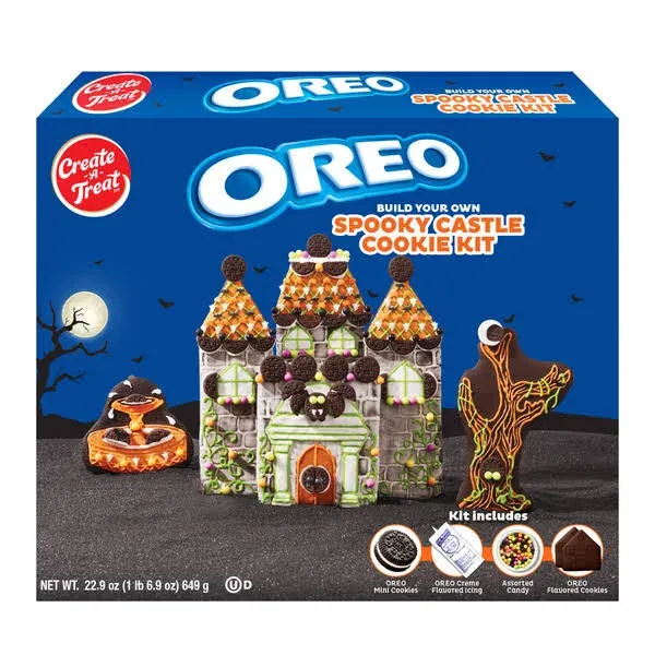 Create A Treat Halloween Cookie Kit, OREO Spooky Castle Kit, Chocolate, 22.9 oz, 1 Count, Regular Size, Shelf-Stable