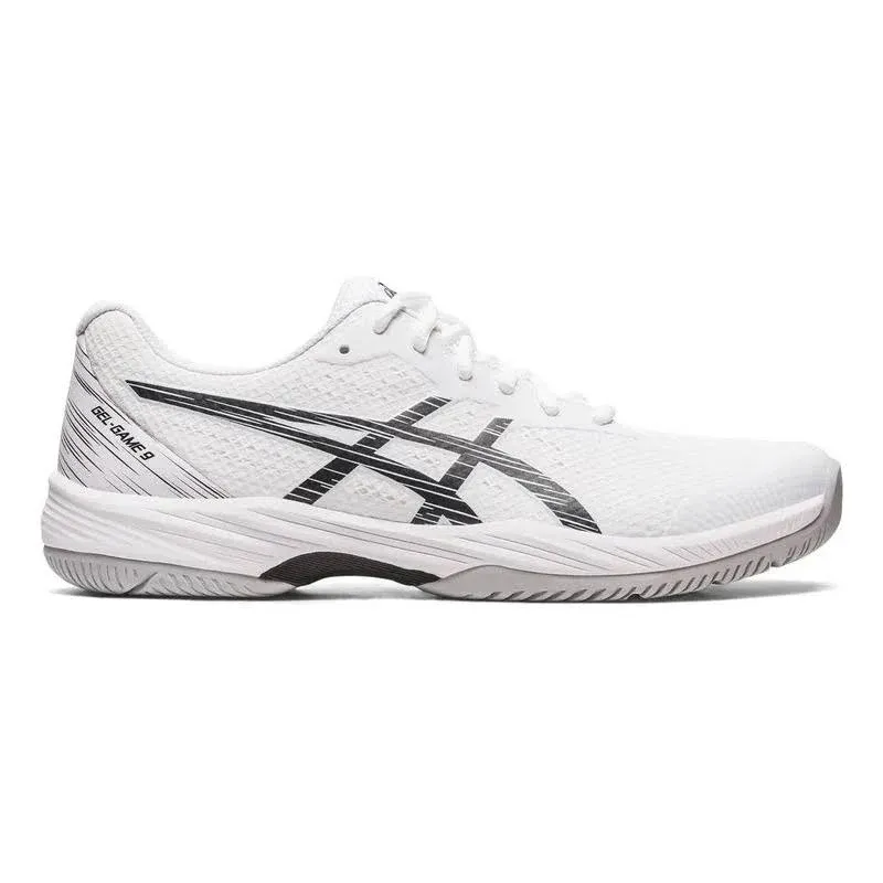 Asics Gel-Game 9 1041A337-100 Mens White Black Lace Up Running Shoes Size 9.5