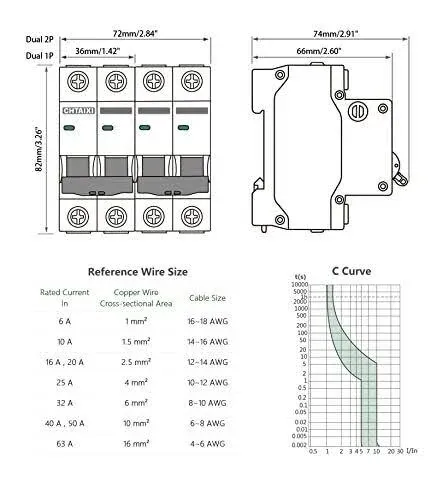 Manual Transfer Switch, 50 Amp 120V/240V AC Dual 2-Pole DIN Rail Mount RV Transfer Switch, Single-Side Interlock Circuit Breaker MTS D2P C50