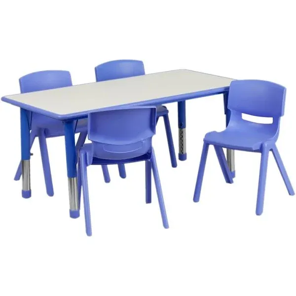 Flash Furniture Blue Rectangular Kid's Play Table (Set Of 4 Chairs)