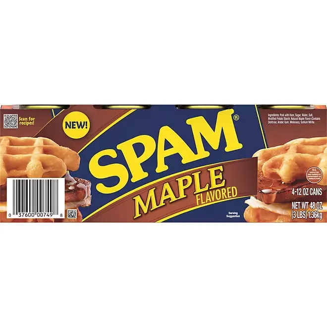 SPAM Maple Flavored Canned Ham 12 oz 4-Pack