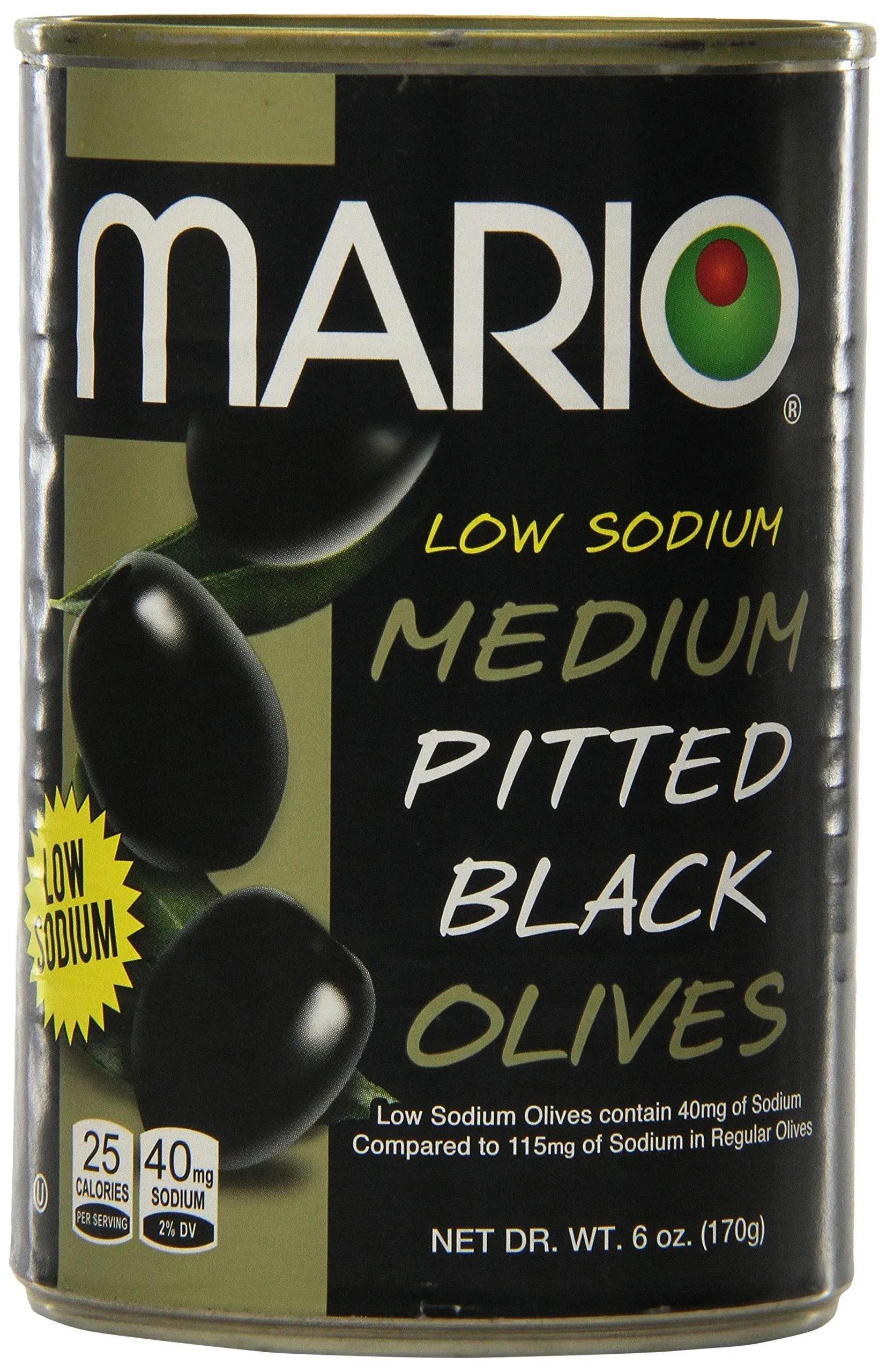 Mario Camacho Foods Low Sodium Black Olives Medium Pitted 6.0 Ounce Pack of 12