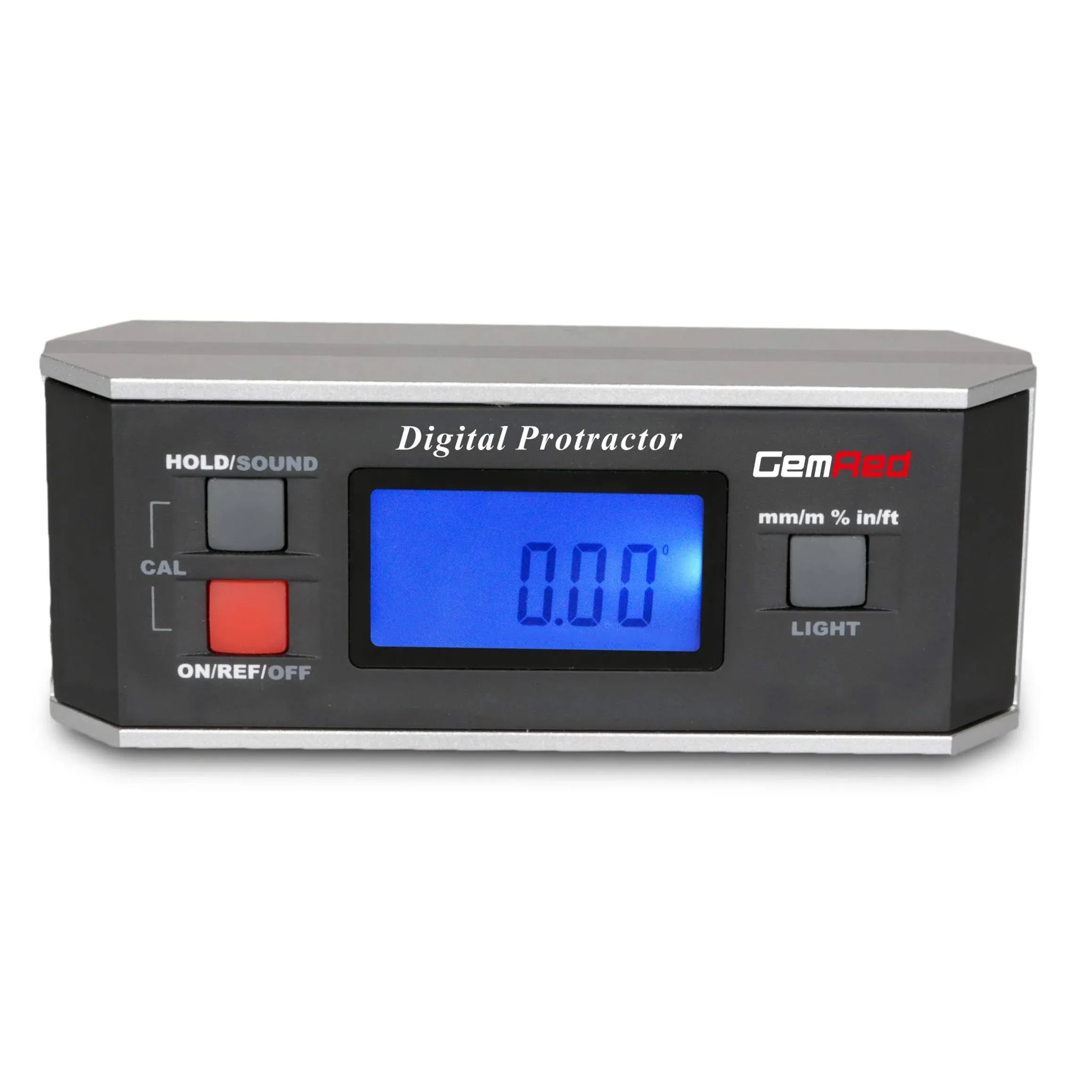 GemRed 82413 Digital Angle Gauge Inclinometer with Backlight and Magnetic Base IP65 (No magnets)