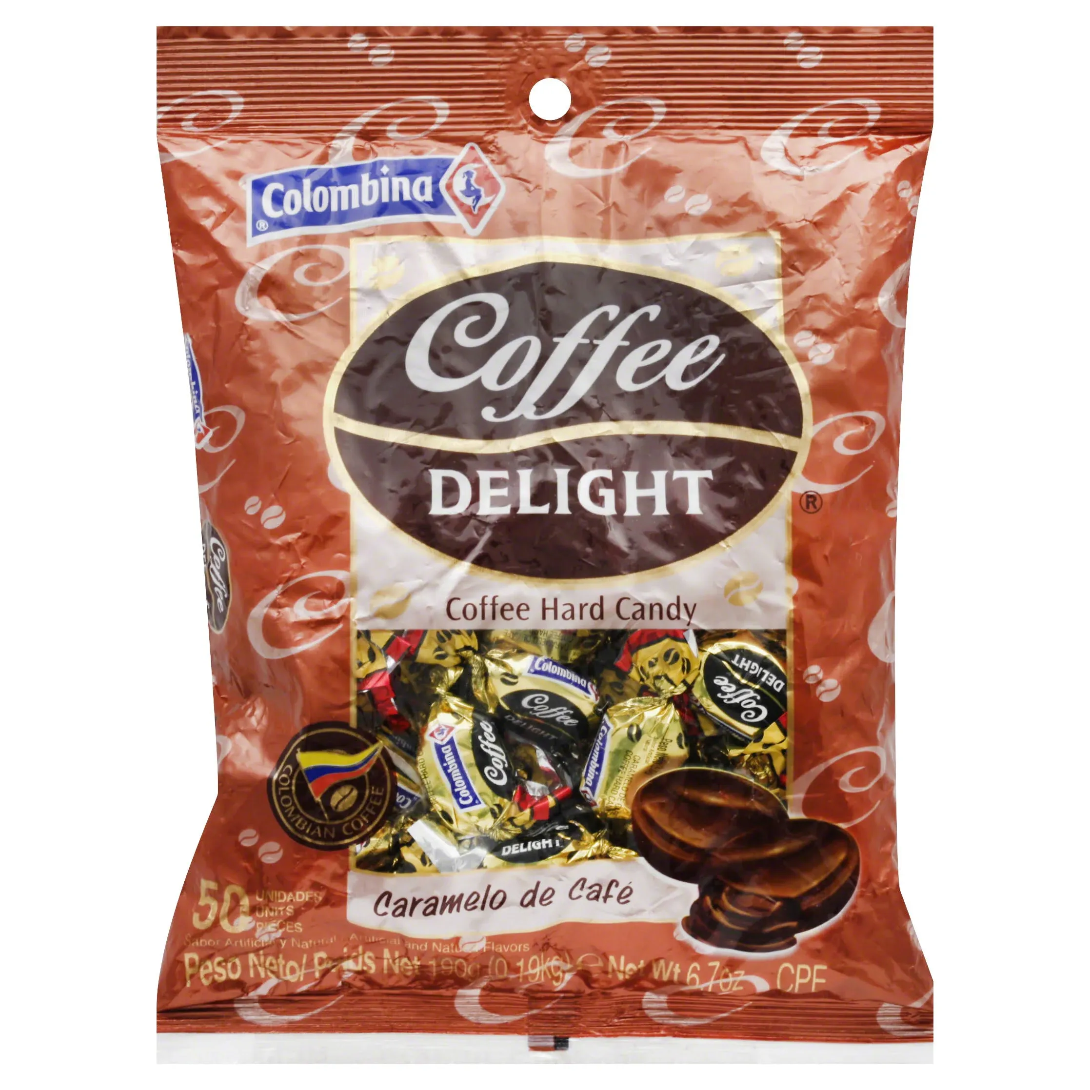 Colombina Coffee Delight Hard Candy, Coffee, Caramelo de Cafe - 50 pieces, 6.7 oz