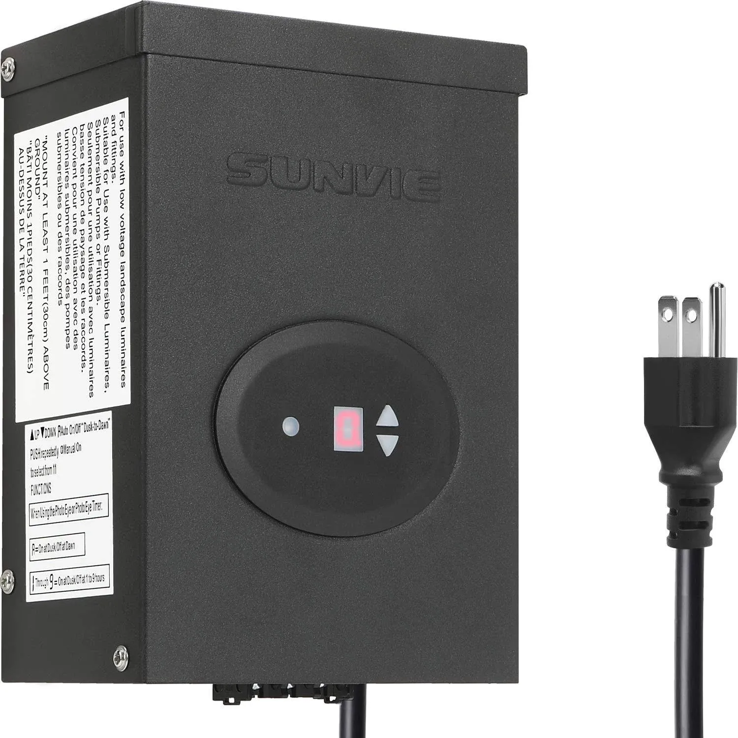 SUNVIE 300W Low Voltage Transformer for Landscape Lighting with Timer and Pho...