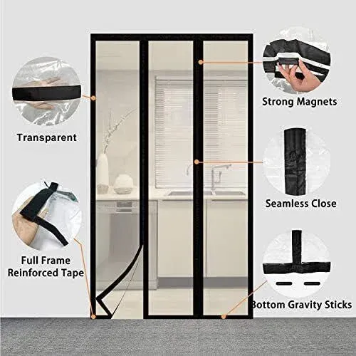 Transparent Insulated Door Curtain-magnetic Thermal Fits Doors Up To