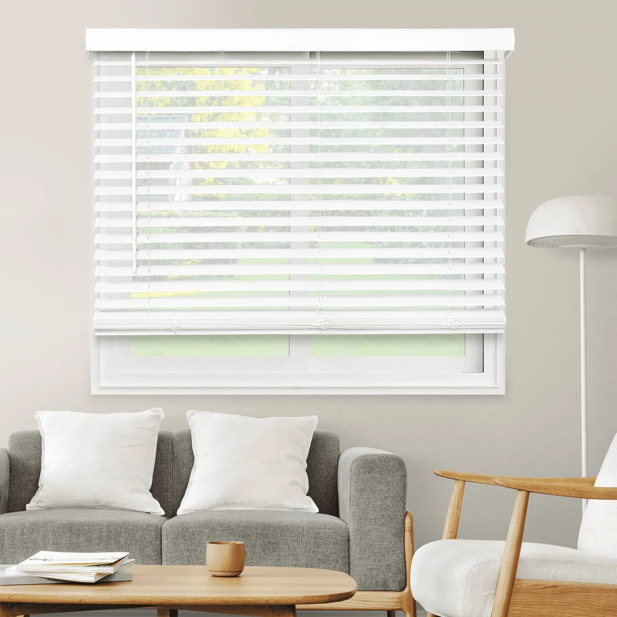 CHICOLOGY Faux Wood Blinds , Window Blinds , Wood Blinds , Window Shades , Window Treatments , Blinds & Shades , Window Shades For Home , Wooden Blinds , 31"W X 36"H, Basic White