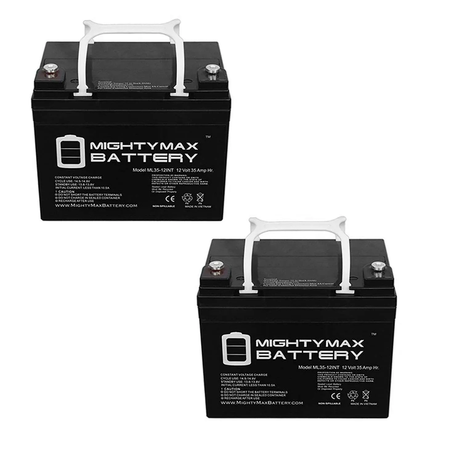 Mighty Max Battery 12V 35AH INT Replaces Pride Mobility Jazzy 1113 Rechargeable Sealed Lead Acid 12350 Backup Power Batteries (2-Pack) | MAX3848154